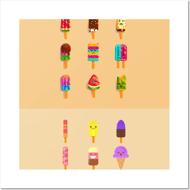 cute ice cream lovers Wall Art by VijackStudio